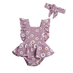 Strap Four-color Chrysanthemum One-piece Romper Dress Triangle Romper Headband - Cindi Book