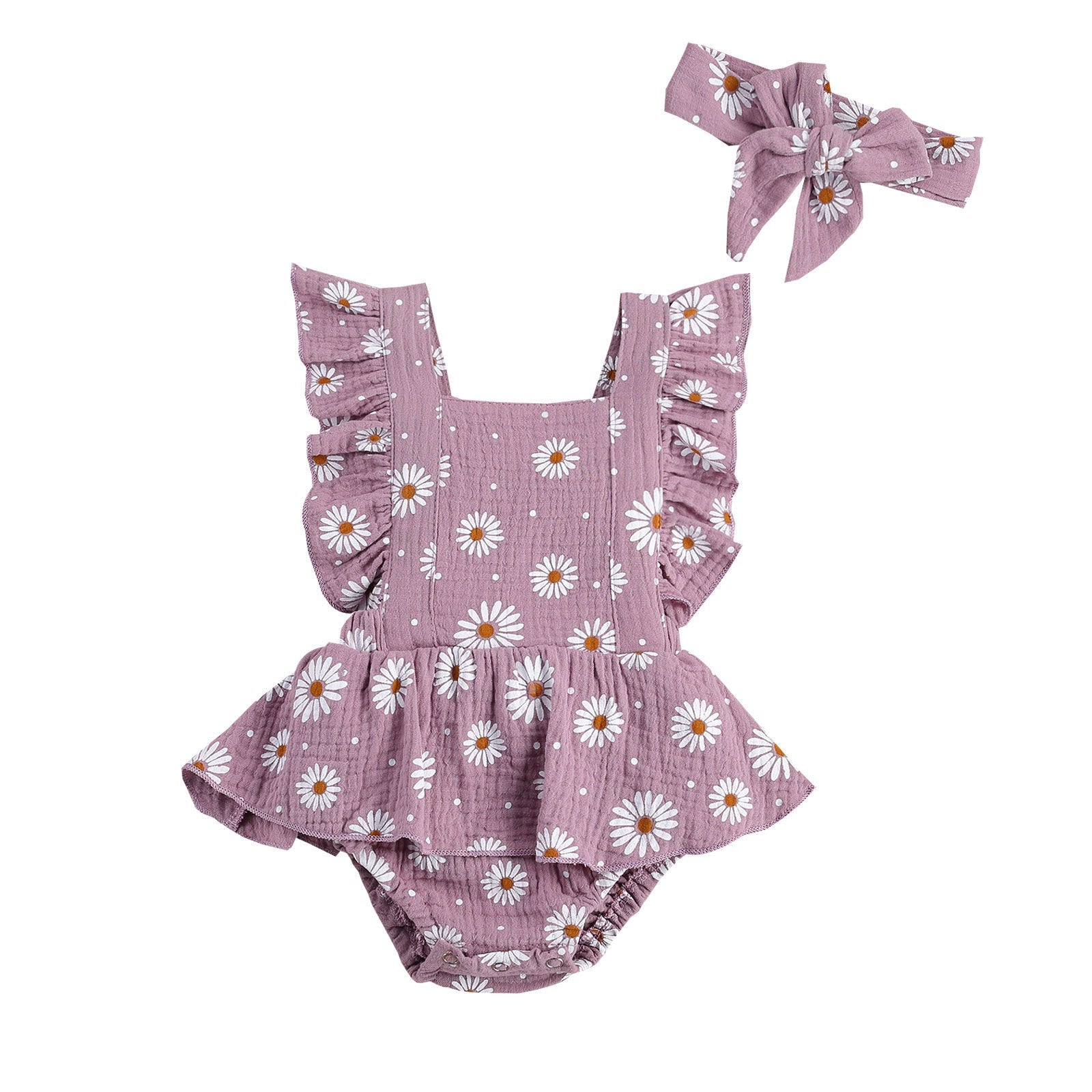 Strap Four-color Chrysanthemum One-piece Romper Dress Triangle Romper Headband - Cindi Book