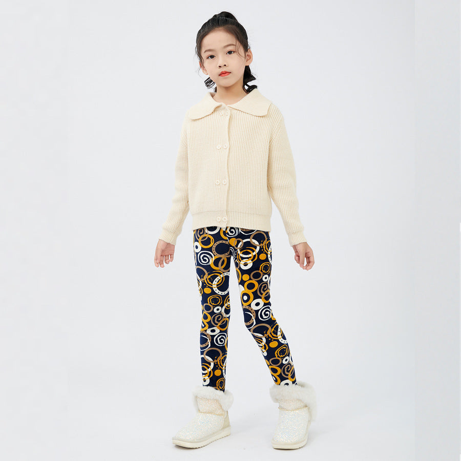Girls' Autumn And Winter Thermal Base Medium And Large Printed Velvet - Cindi Book