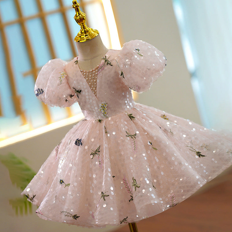 New Floral Princess Dress For Flower Girls Hostpresenter And Piano Performance Outfit - Cindi Book