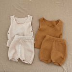 Vest Open Button Top Shorts Boys And Girls Baby 2 Pieces Suit - Cindi Book