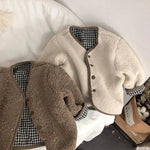 Children's Thickened Warm Coat With Checkered Wool On Both Sides - Cindi Book