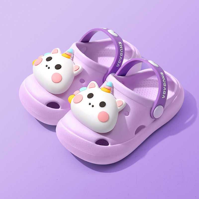 Children's Slippers Summer Cartoon Baby Soft Bottom Hole Shoes Boys and Girls Closed Toe Sandals