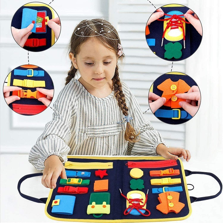 New Busy Book Children's Busy Board Dressing And Buttoning Learning Baby Early Education Preschool Sensory Learning Toy - Cindi Book