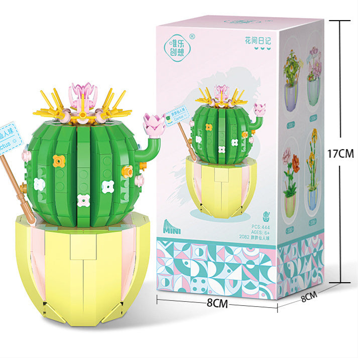 Building Block Puzzle Toy Eternal Flower Potted Mini Succulent Potted Plant - Cindi Book