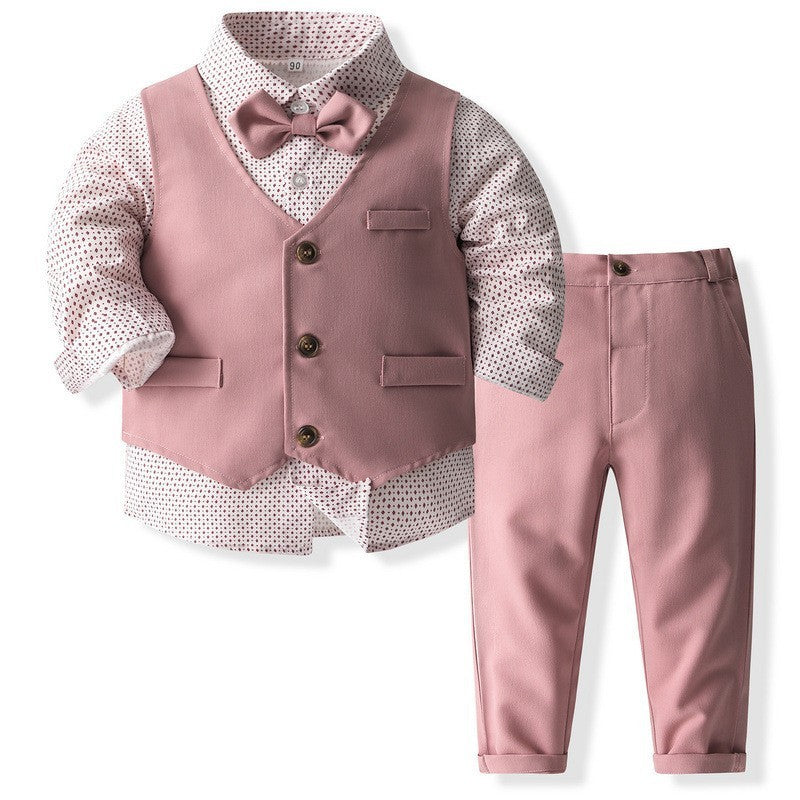 Boy's Waistcoat Suit Spring And Autumn Flower Girl Wedding Clothes Suit - Cindi Book
