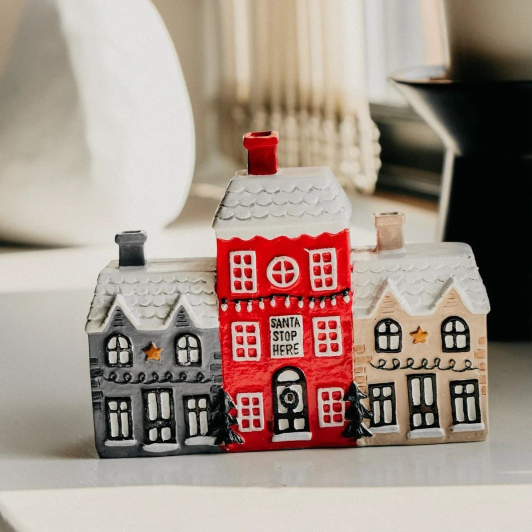 Christmas Small House Decorations Resin Winter Incense Cone Burner Decoration Landscape Decorative Gift - Cindi Book