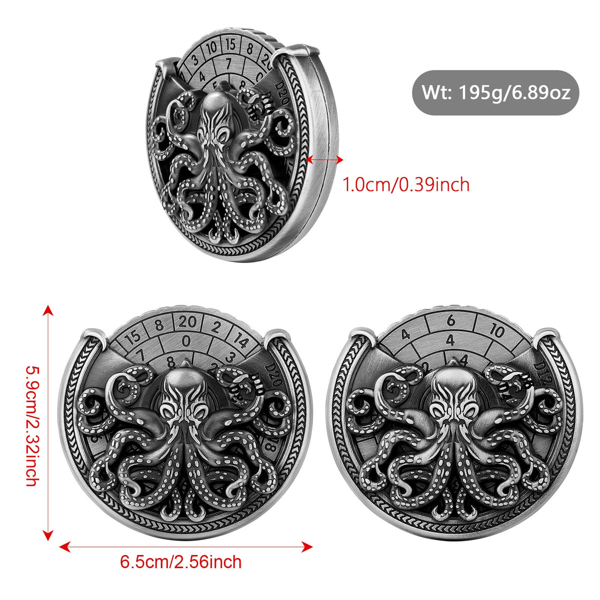 Vintage Kesulu Style, Super Refined Metal Octopus Dice Turntable Gift Box, Immersive Board Game Experience, D20 Random Surprise, Necessary Props For D&D Team - Cindi Book