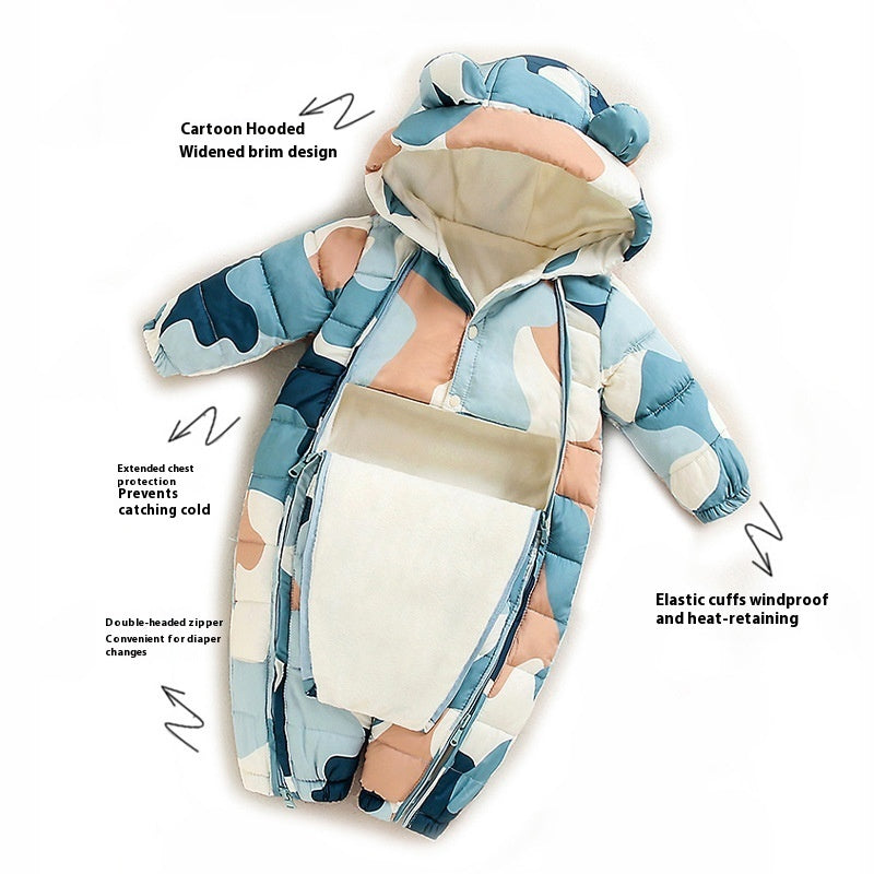 Clothes For Babies Baby Jumpsuits Winter Fleece-lined - Cindi Book
