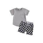 Fashion Personality Boy T-shirt Plaid Shorts Suit - Cindi Book