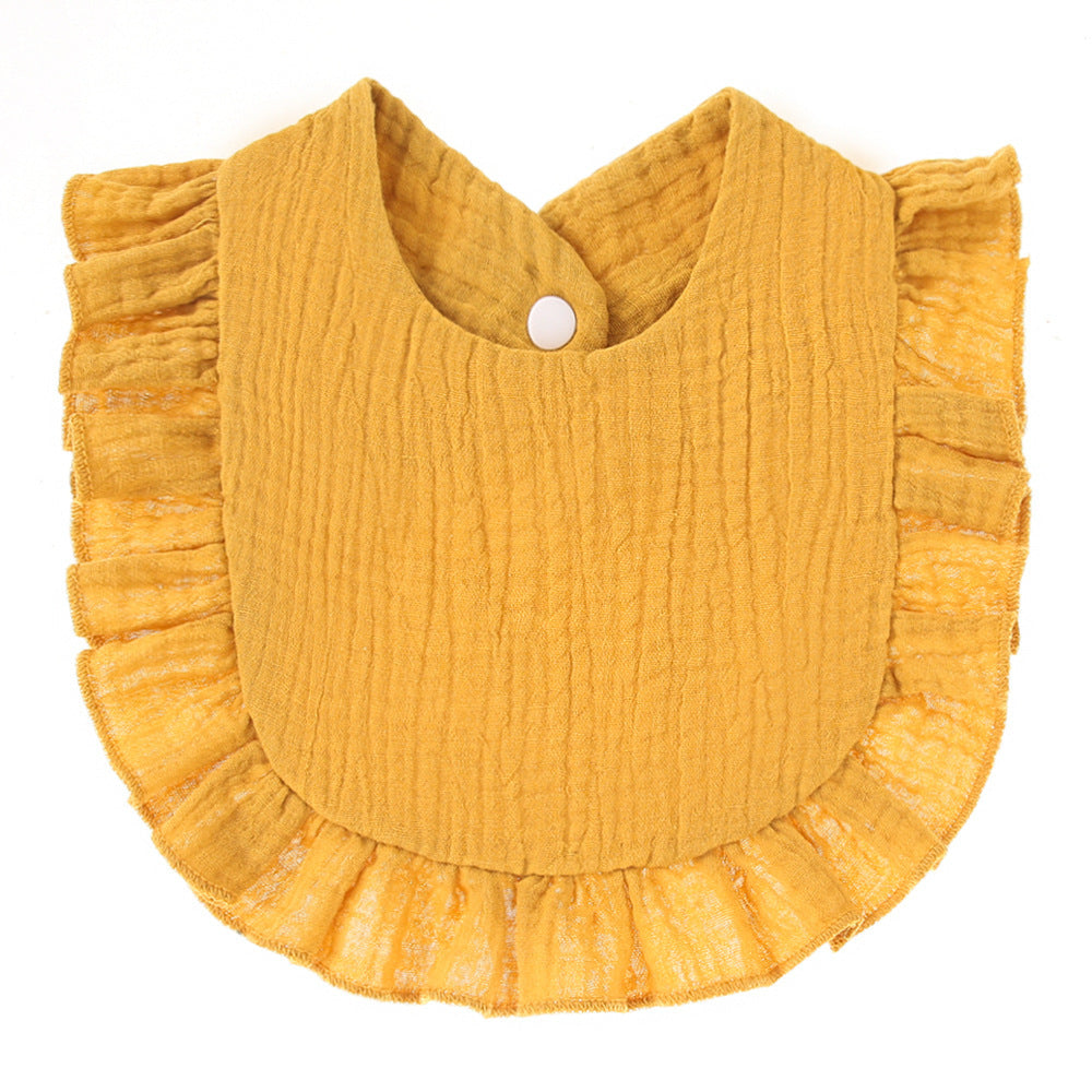 Ruffled Cotton Gauze Lace Bib Saliva Pocket - Cindi Book
