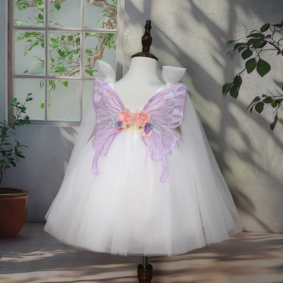 Children's Handmade Applique Dress White - Cindi Book