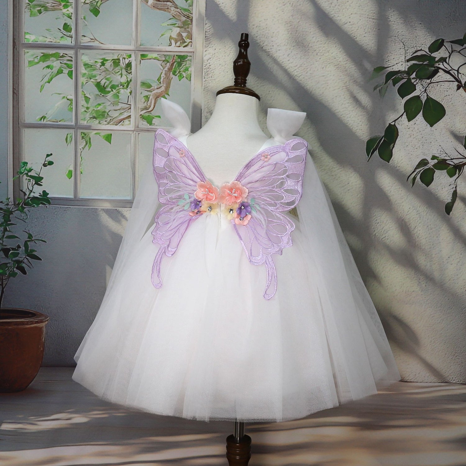 Children's Handmade Applique Dress White - Cindi Book