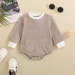 Baby Boys And Girls Long Sleeve Multi-color Stripe Pattern Triangle Jumpsuit - Cindi Book