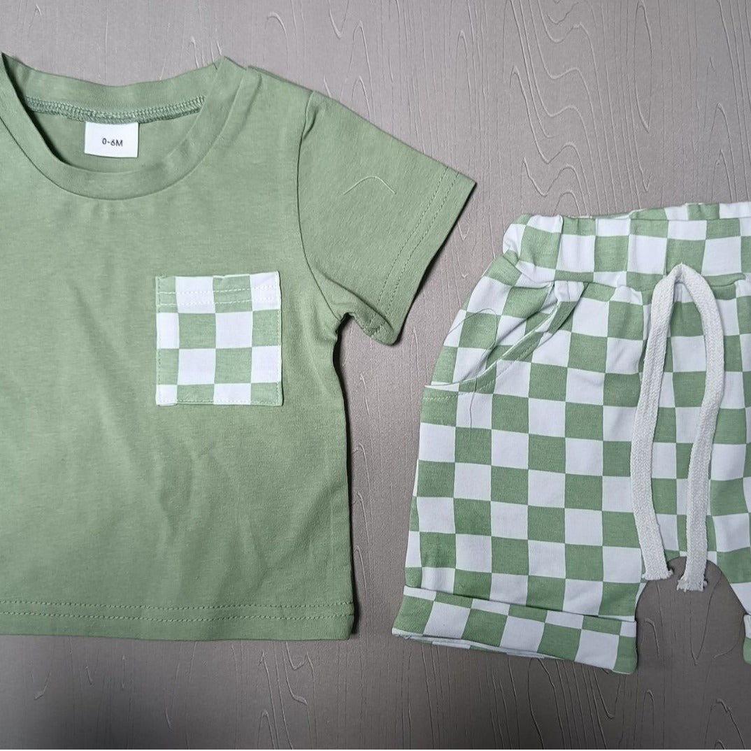 Baby's Casual Short-sleeved Plaid Shorts Suit - Cindi Book