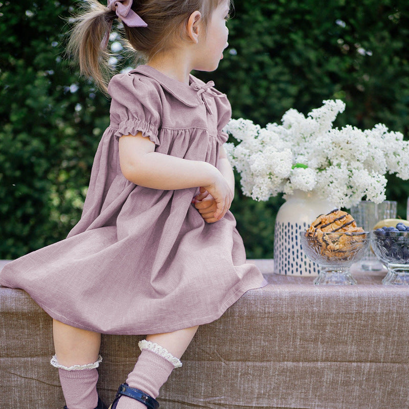 Girls Rustic Cotton And Linen Dress - Cindi Book