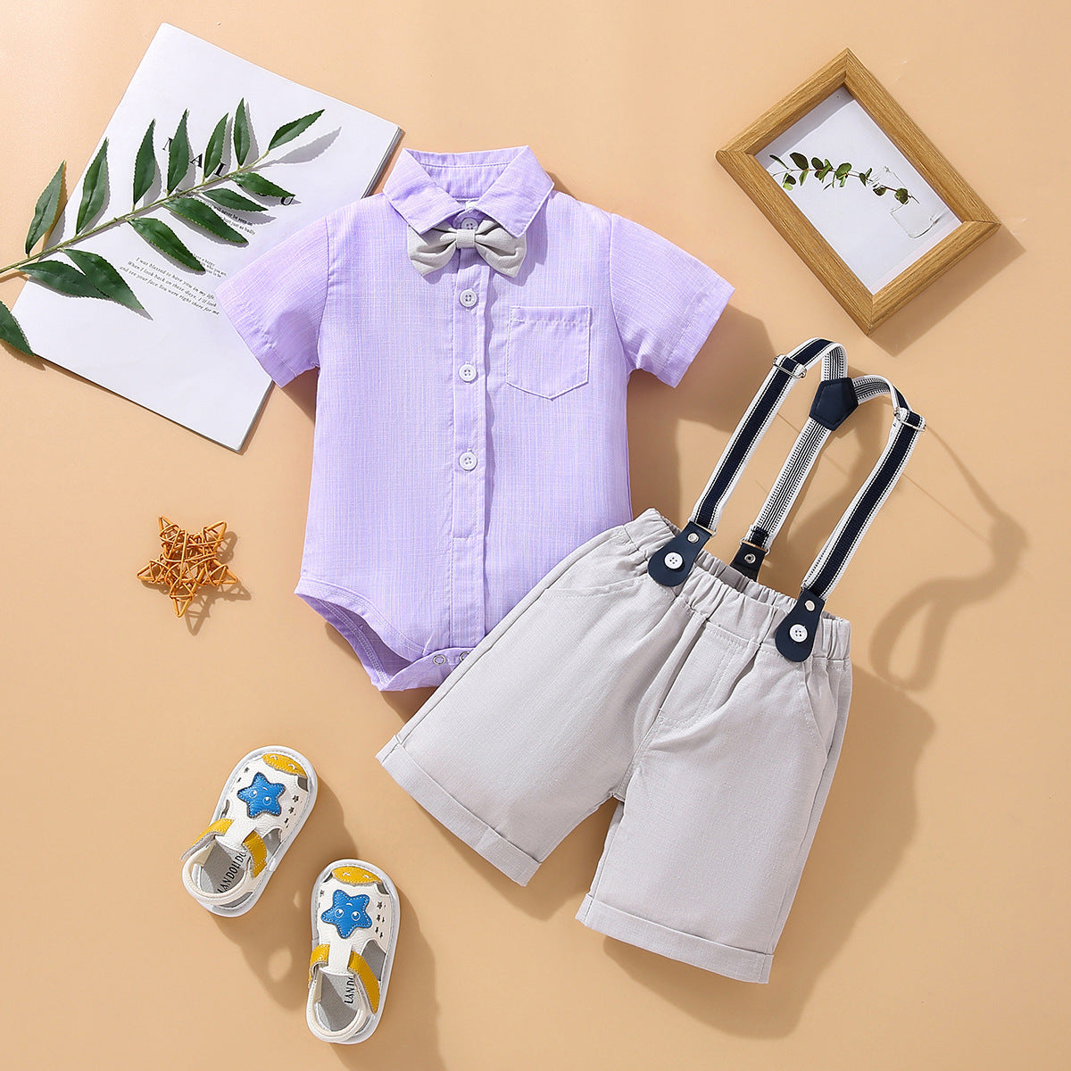 Children's Summer Clothing Short Sleeve Rompers Suspender Shorts Gentleman Suit - Cindi Book