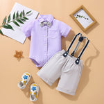 Children's Summer Clothing Short Sleeve Rompers Suspender Shorts Gentleman Suit - Cindi Book
