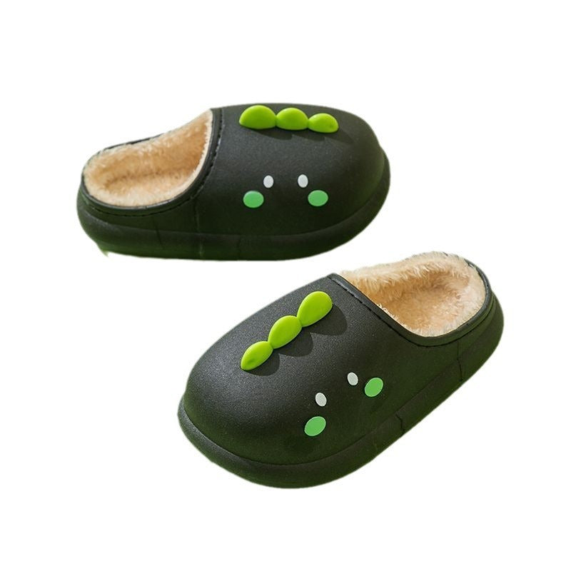 Children's Winter Fleece Lined Thermal Soft Bottom Waterproof Non Slip Outdoor Cotton Slippers - Cindi Book
