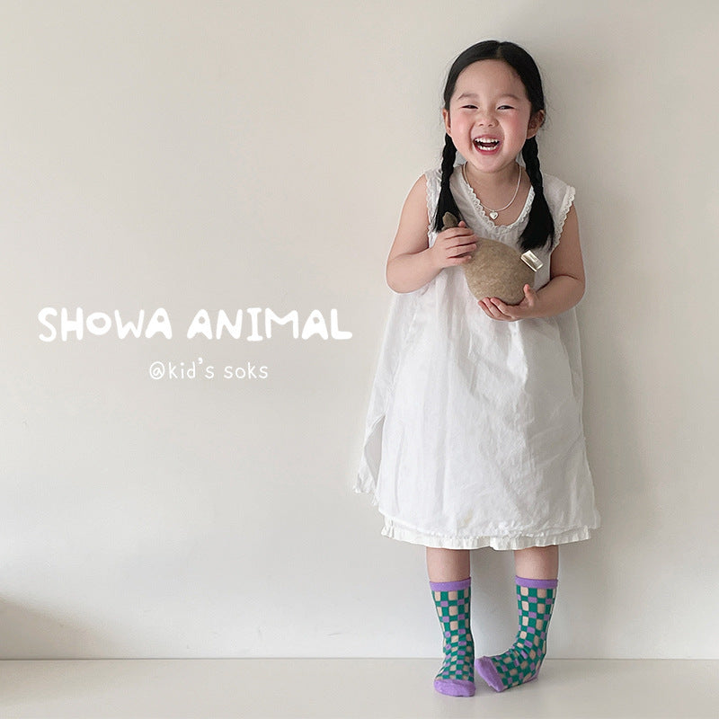 Children's Socks Summer Color Matching Plaid Korean Baby - Cindi Book