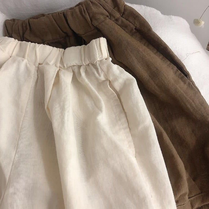 Children's Solid Color Cotton Linen Pants - Cindi Book