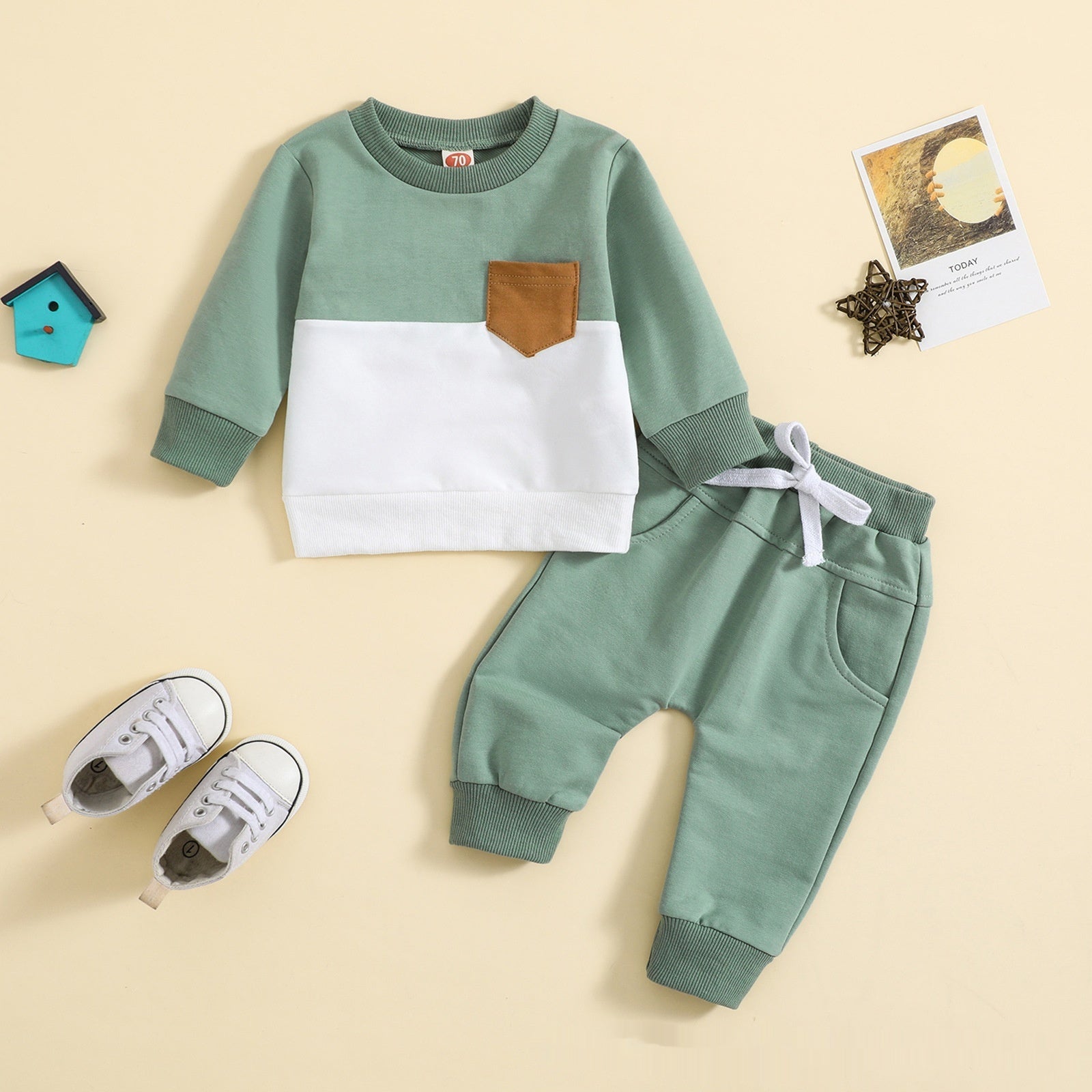 Boy Suit Color-block Crew Neck Long Sleeve - Cindi Book