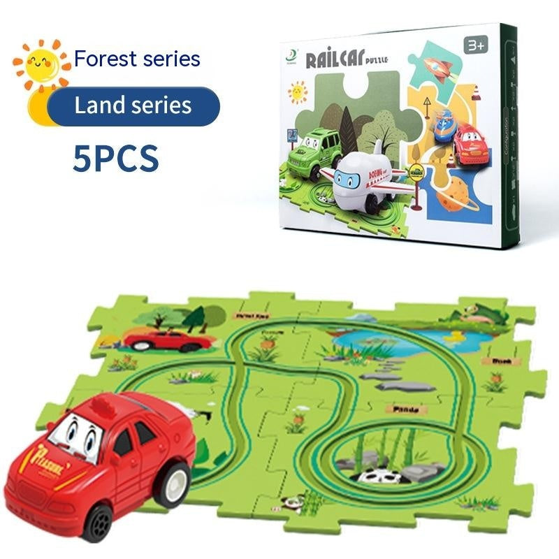 Children Puzzle Electric Railroad Speeder DIY Assembly Electric Car Automatic Rail City Scene Construction Education Toy Gift - Cindi Book