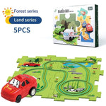 Children Puzzle Electric Railroad Speeder DIY Assembly Electric Car Automatic Rail City Scene Construction Education Toy Gift - Cindi Book
