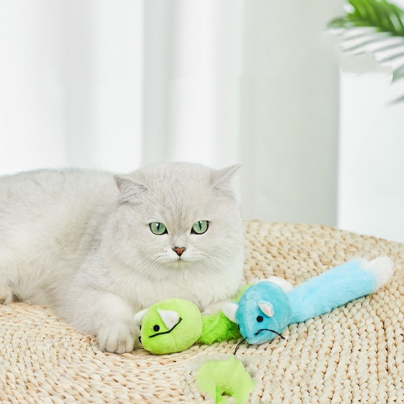 Colorful Long Tail Plush Mouse Self-Hi Nibbling Cat Does Not Hurt Nails Puzzle Cat Toy - Cindi Book