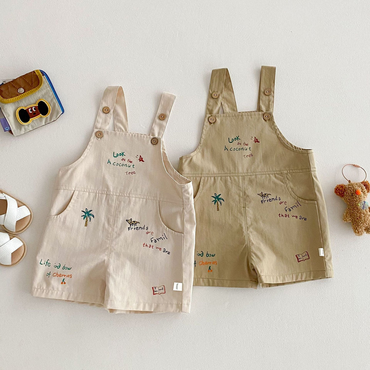 Simple Fashion T-shirt Fashion Baby Korean Style Cartoon Suspender Pants - Cindi Book