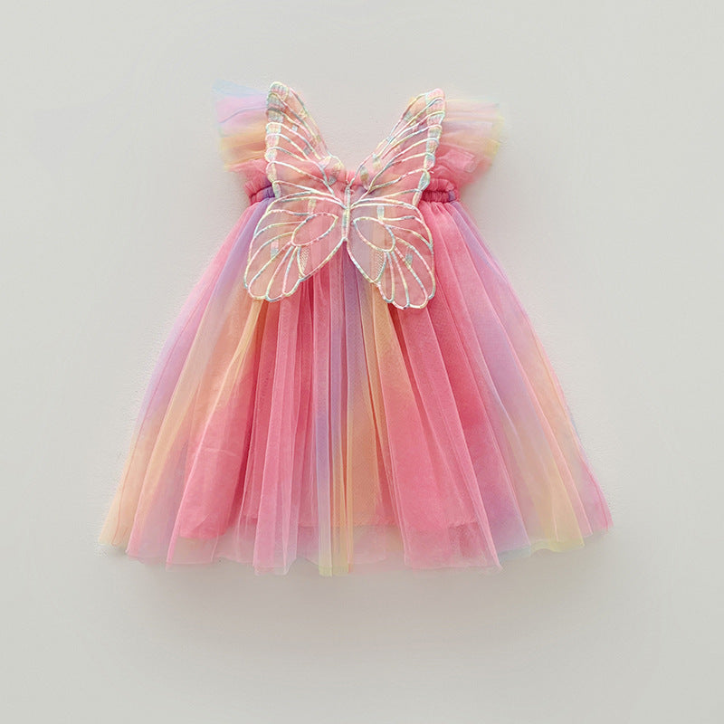 Rainbow Wings Mesh Girl Dress - Cindi Book