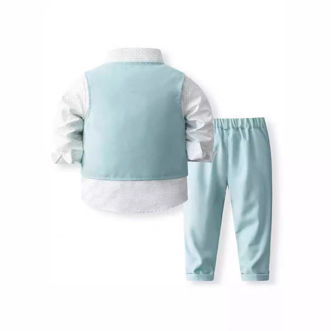 Boy's Waistcoat Suit Spring And Autumn Flower Girl Wedding Clothes Suit - Cindi Book