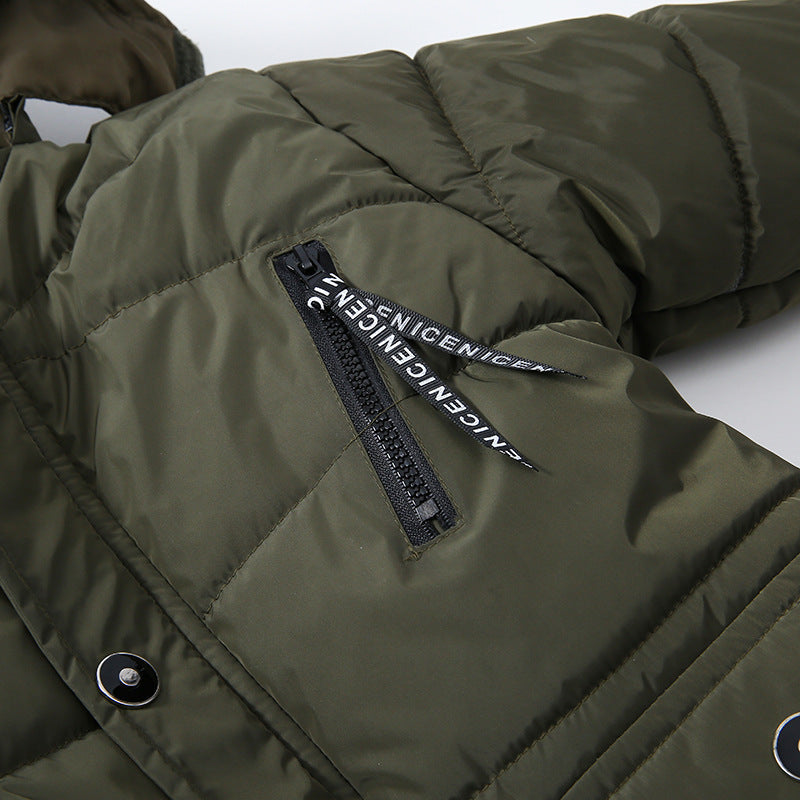 Boys Large Fur Collar Padded Warm Cotton Jacket - Cindi Book