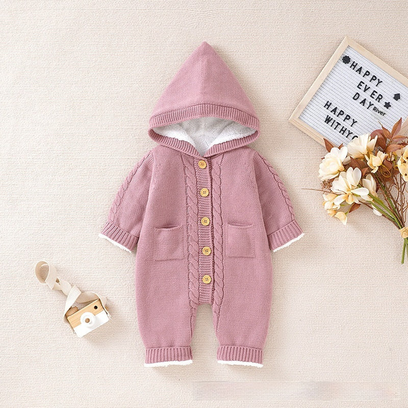 Baby Winter Thickened Knitting Jumpsuit Romper - Cindi Book