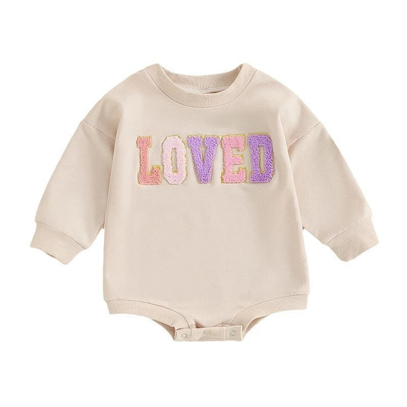 Infant Toddler Long Sleeve Alphabet Embroidery Romper - Cindi Book