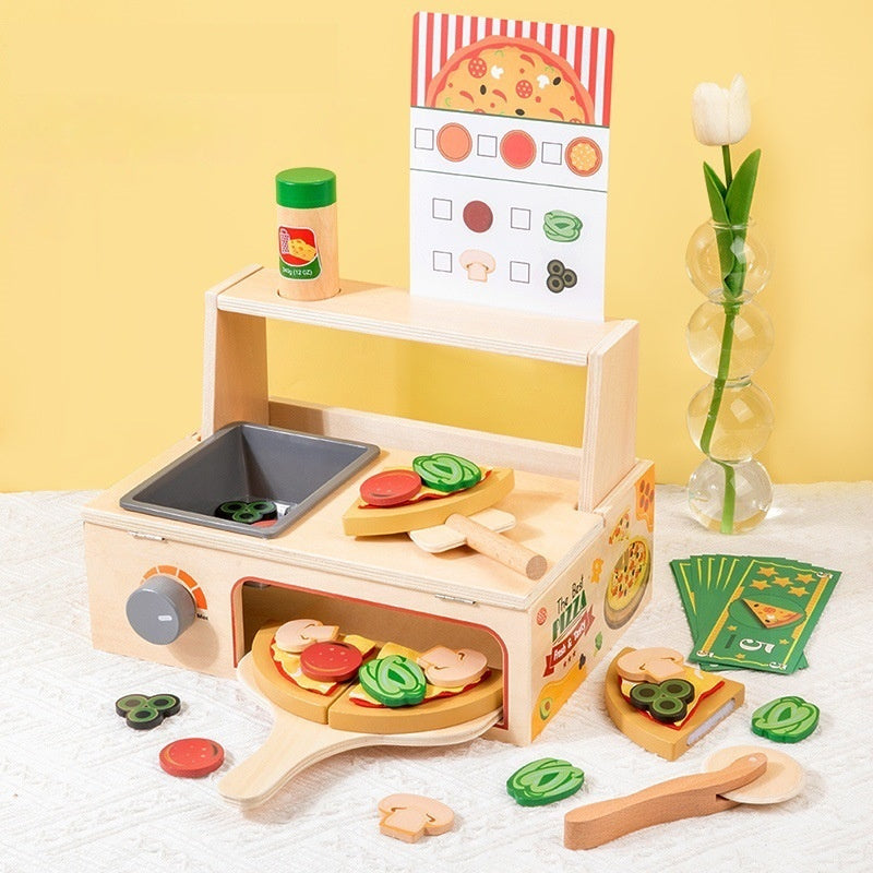 Children's Early Education Educational Wooden Pizza Oven Kitchen Simulation Toy - Cindi Book