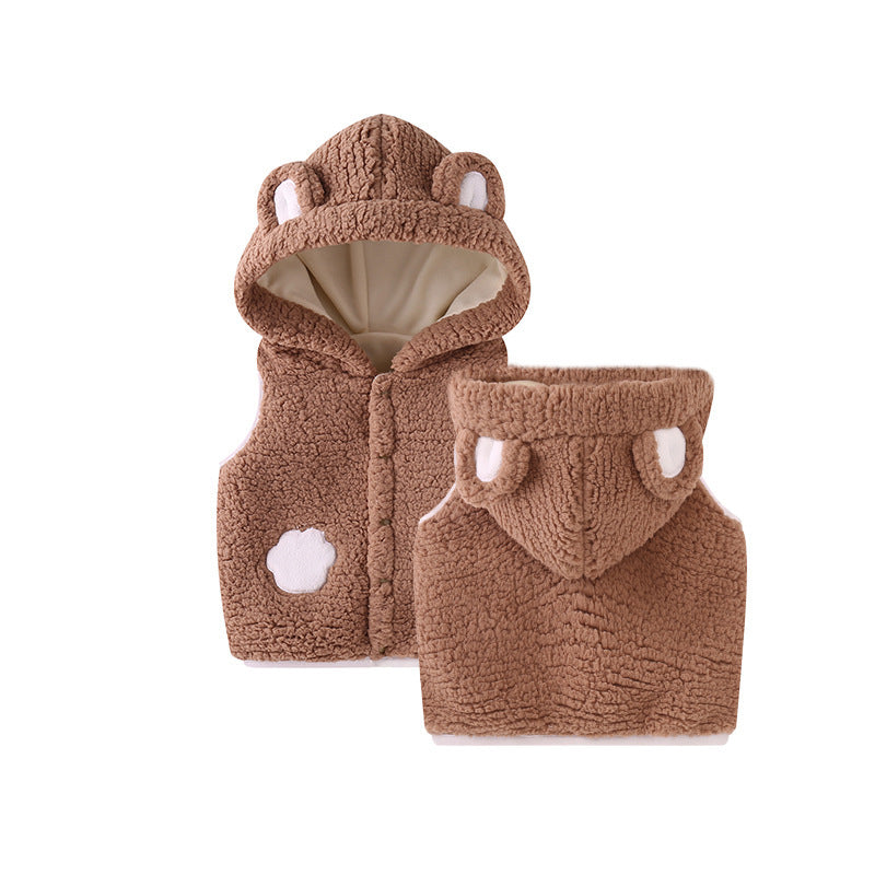 Children's Waistcoat Thickened Baby Girl Vest Waistcoat And Hooded Jacket To Keep Warm - Cindi Book