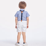 Summer Korean Style Boy's Short-sleeved Shirt Suspender Pants Suit - Cindi Book
