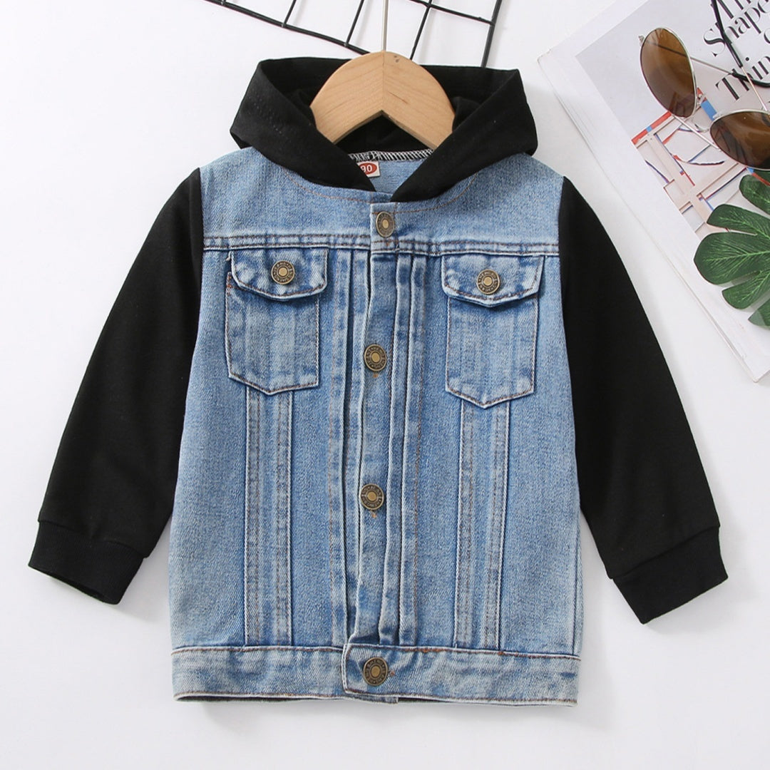 Boy Hooded Raglan Denim Coat