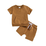 Boys And Girls Alphabet Embroidery Two-piece Suit - Cindi Book
