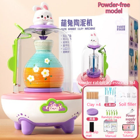 Electric Mini Finger-Powered Pottery Wheel Kit Handmade Set With No-Bake Clay Toys - Cindi Book