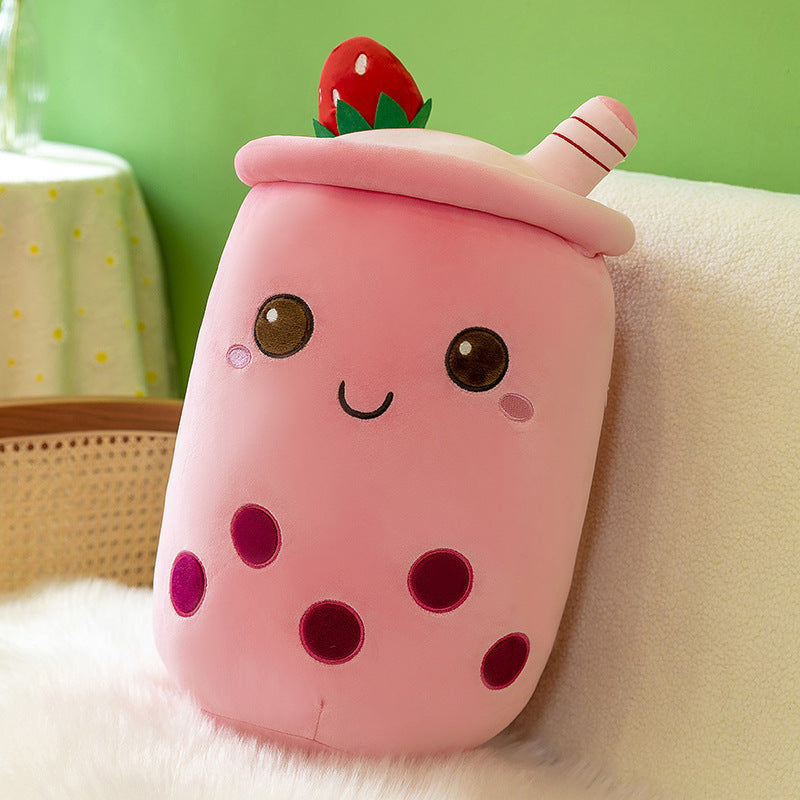 Fruit Milky Tea Cup Pillow Plush Toy Leather Phone Case - Cindi Book