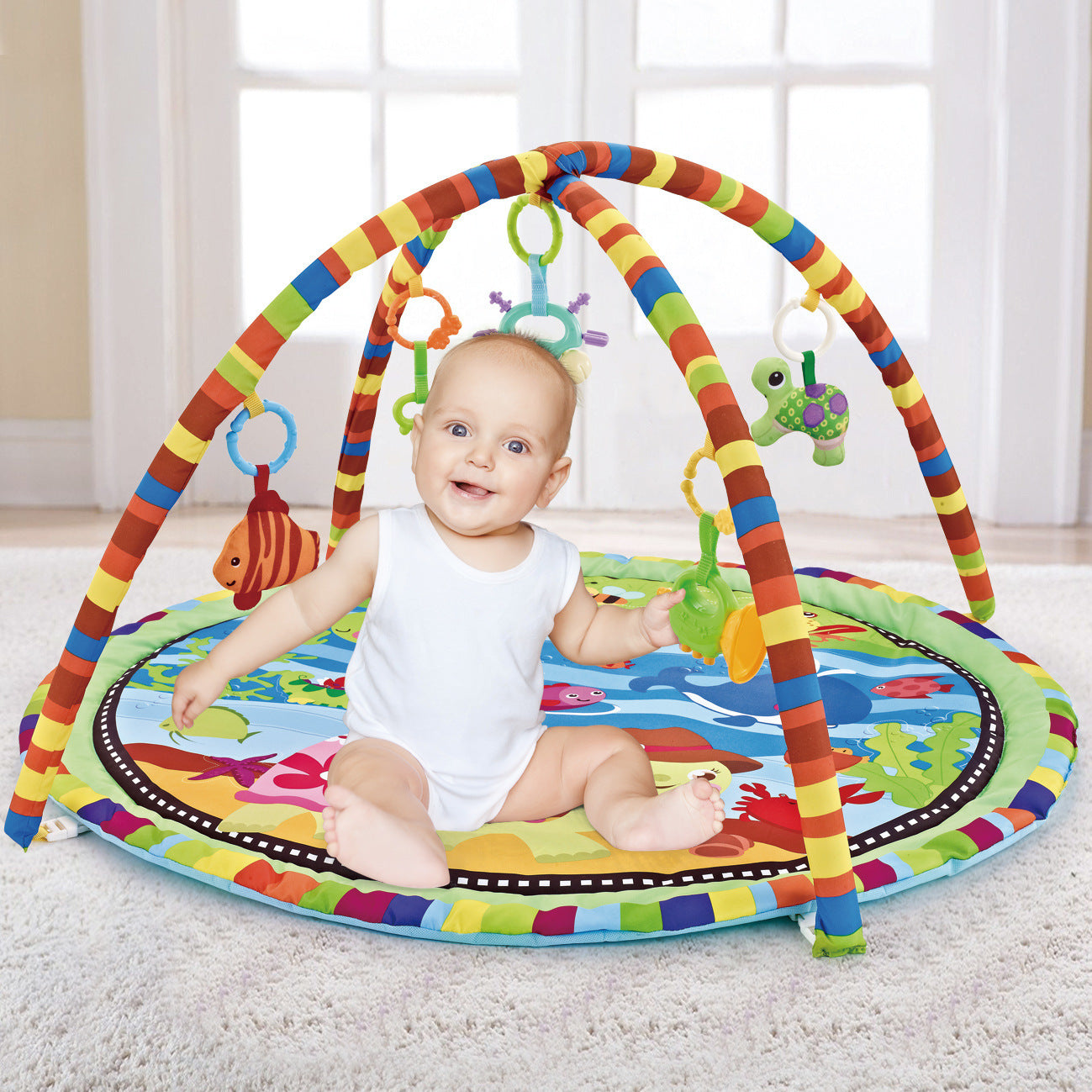 Children's Fitness Rack Game Round Blanket Crawling Floor Mat Toys - Cindi Book