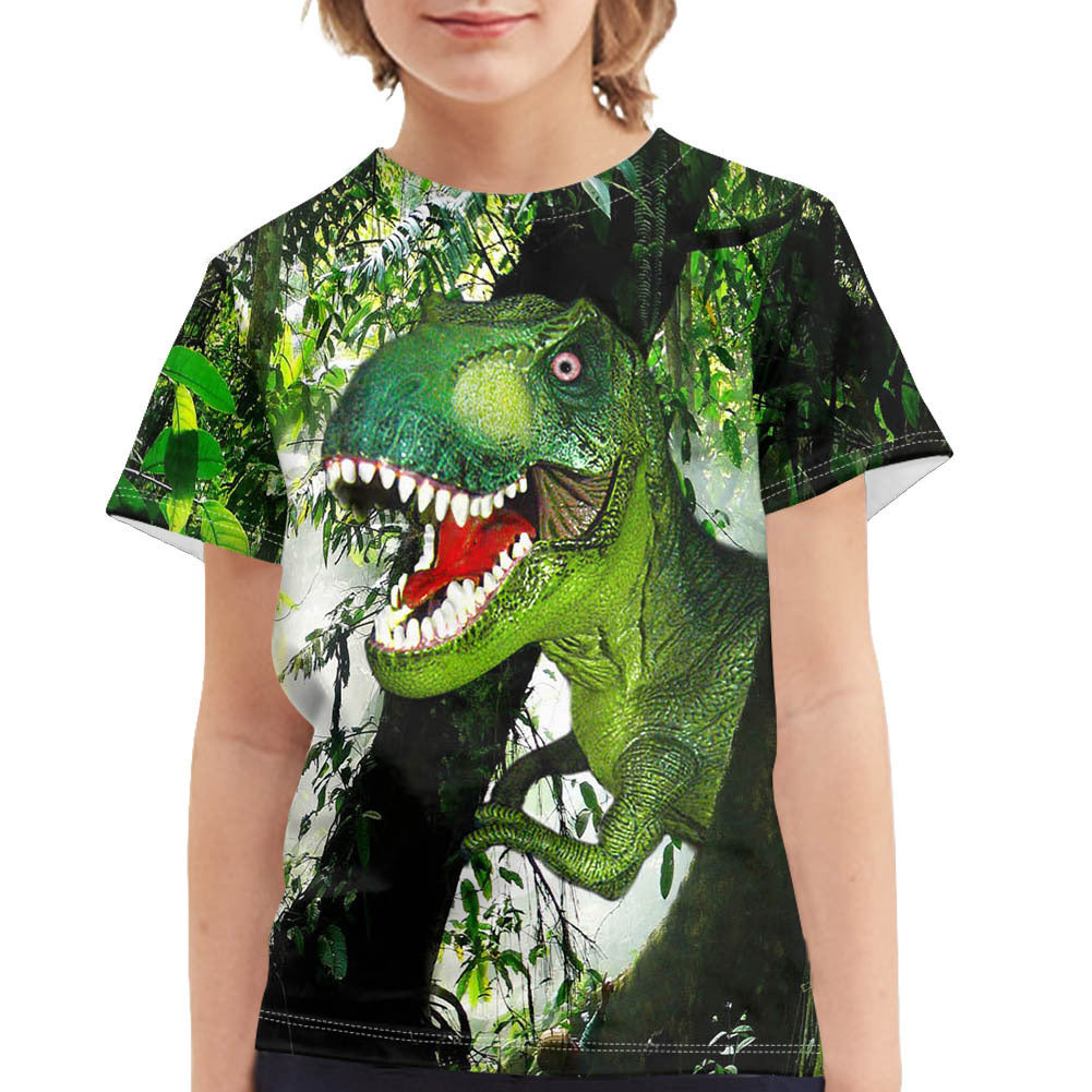 Summer Dinosaur Full Print Boy's T-shirt - Cindi Book