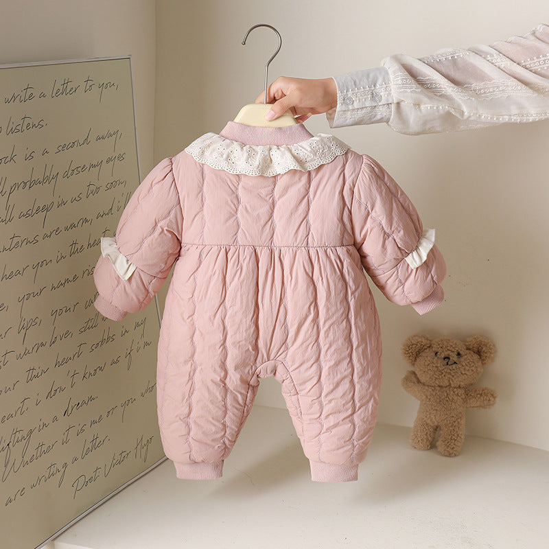 Baby Girl Autumn And Winter New Cute Princess Thin Cotton Romper Girl Romper Outwear - Cindi Book