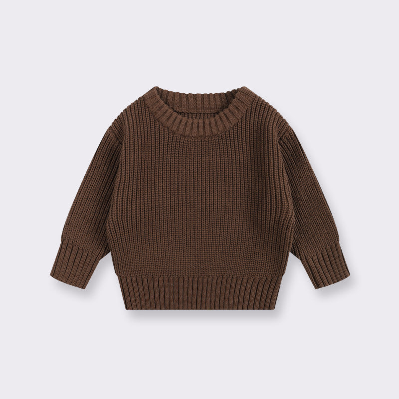 Simple Solid Color Girls' Round Neck Base Knitwear - Cindi Book