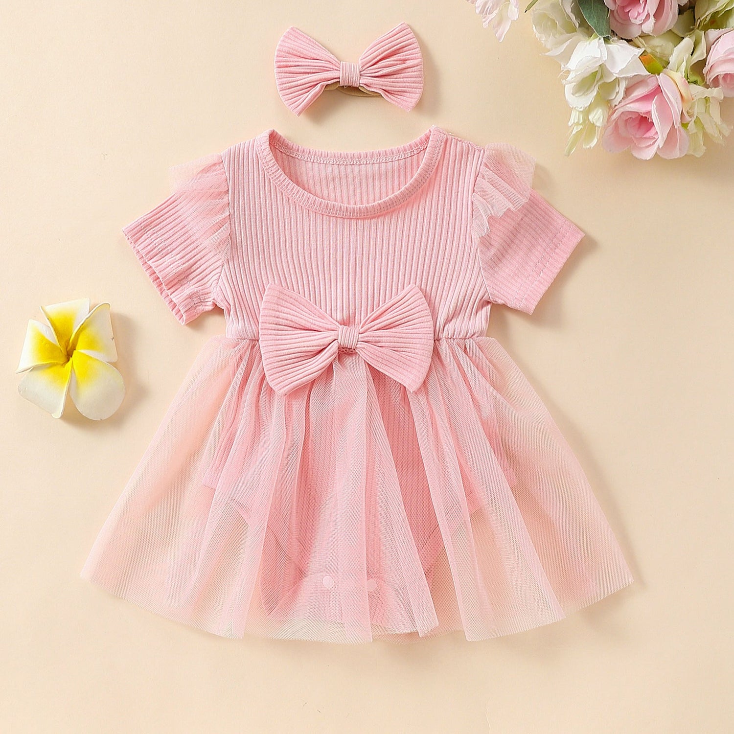 Girls' Multi-color Mesh Flounced Sleeve Short Sleeved Kazakhstan Skirt - Cindi Book