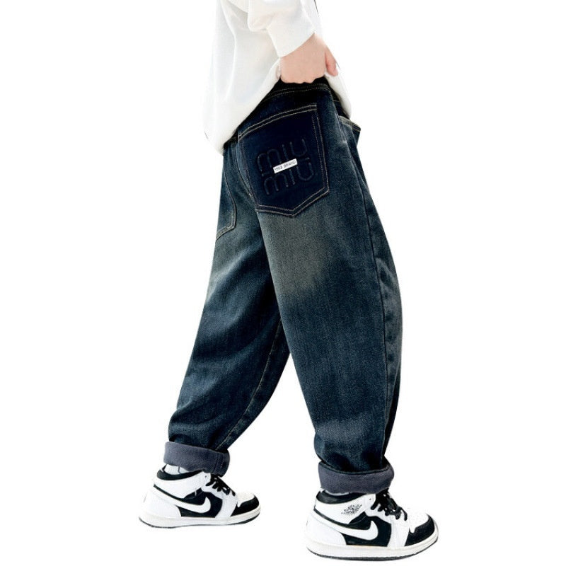 Korean Style Big Children Thick Warm Pants - Cindi Book