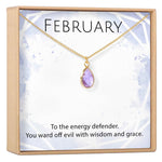 February Birthstone / Amethyst Crystal Charm Necklace