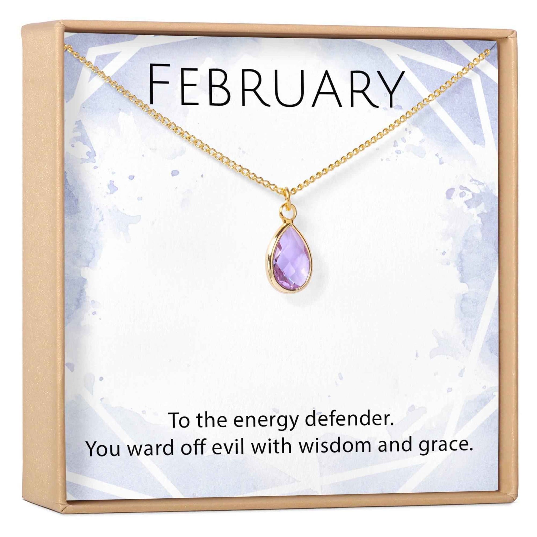 February Birthstone / Amethyst Crystal Charm Necklace
